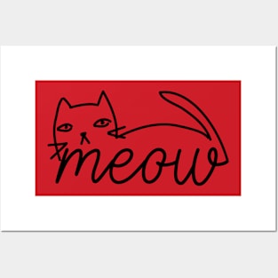 Meow Doodle Cat Drawing Posters and Art